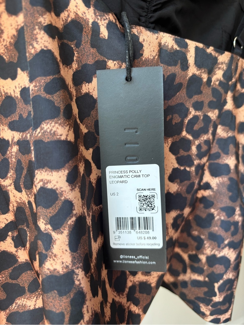 Princess Polly Leopard Satin Cami Top - Black & Copper - Picture 4 of 5